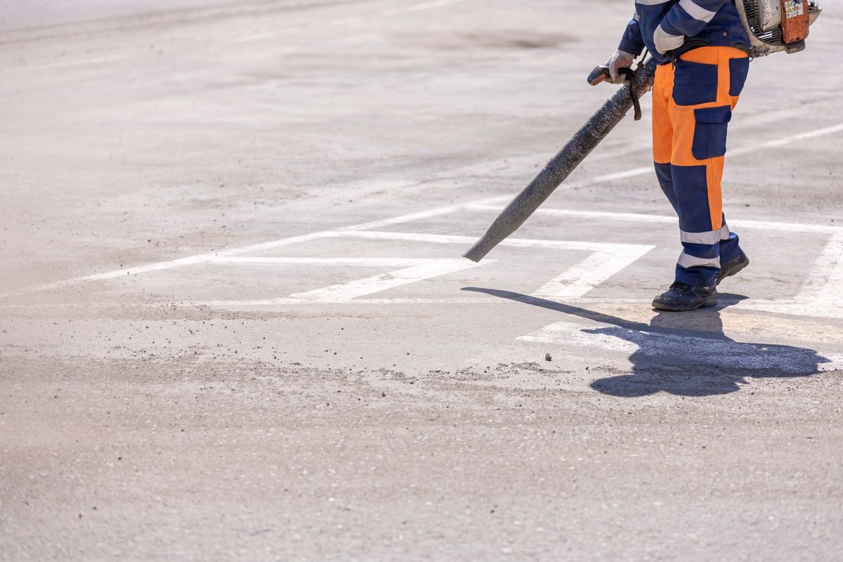 Pressure washing concrete at a Morada Stockton property