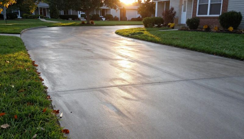 Happy Stockton, CA homeowner viewing a freshly cleaned driveway